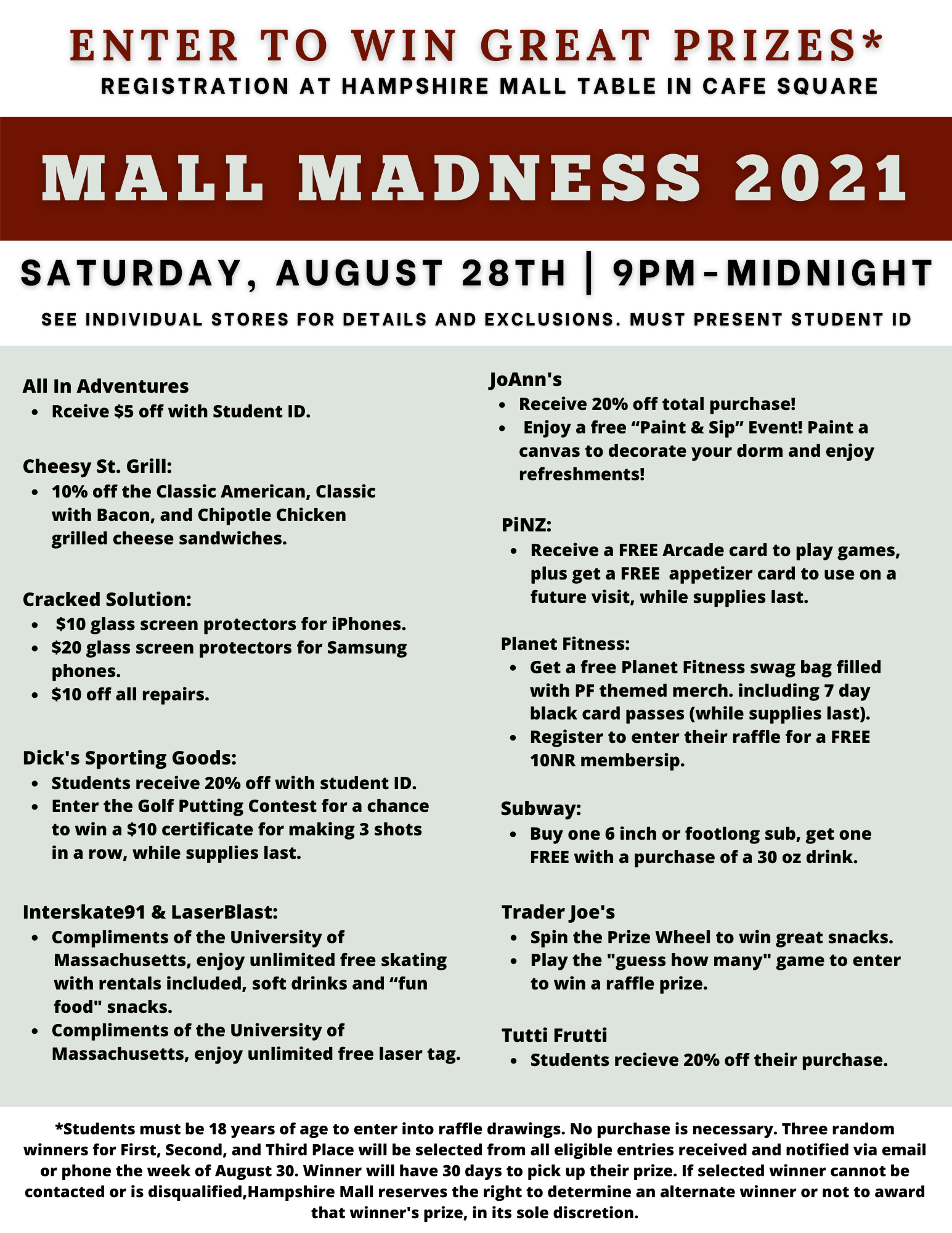 Mall Madness Offer List Updated